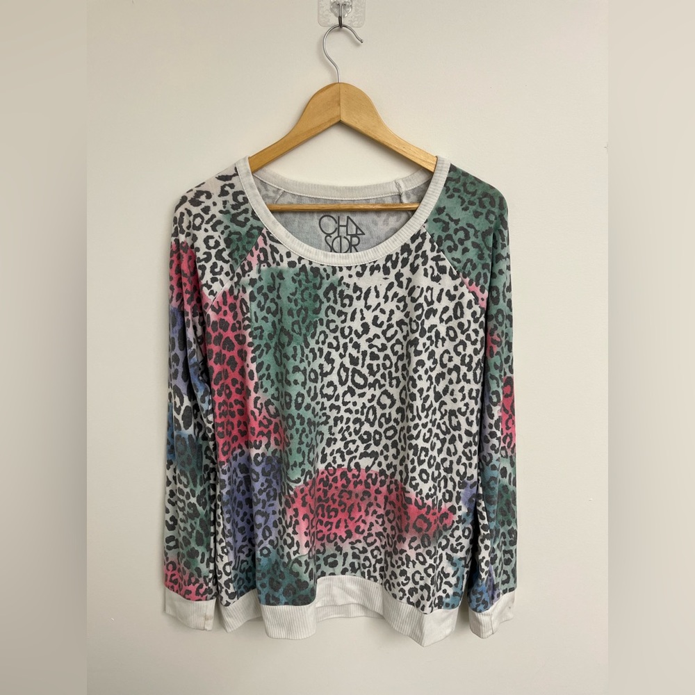 Women’s Chaser Multicolored Leopard Print Sweater